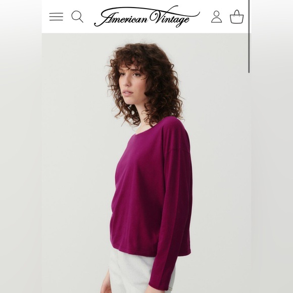American Vintage Women's long sleeve tee- vintage grape NWT - Picture 1 of 3